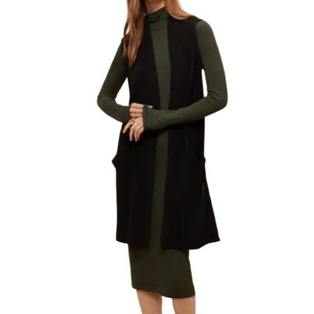 Wilfred Dunkirk Knit Open Front Duster Cardigan in Black, size XXS